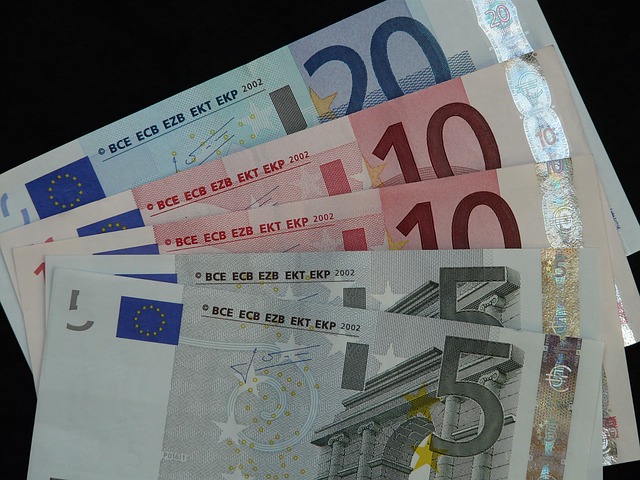 pět euro bankovek